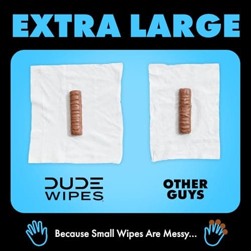 DUDE Wipes Wipes - Flushable Wipes - 6 Pack, 288 Wipes - Unscented Extra-Large Adult Wet Wipes - Vitamin-E & Aloe - Septic and Sewer Safe