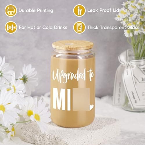 Fairy's Gift New Mom 16 oz Glass Cup with Lid Straw, Funny New Mom Gifts for Women, Christmas Birthday, Postpartum, Pregnancy Gifts for Expecting Mommy, Pregnant Women, Mother to Be, First Time Mommy