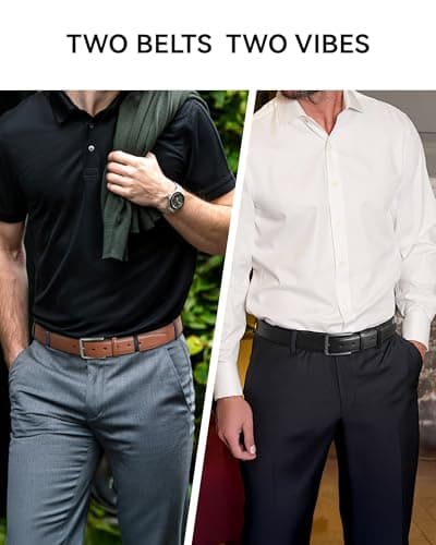 CHAOREN Leather Dress Belt Men 2 Pack - 1 3/8" Mens Belts for Work Business Casual Jeans