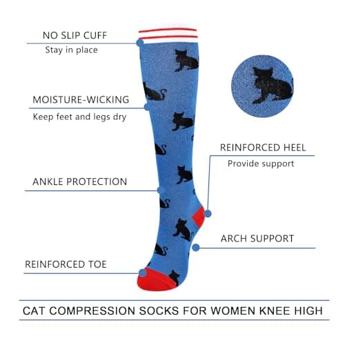 Running Athletic Nurses Work Support Travel Flight Sports Junely 3 Pairs Compression Socks for Women Knee High Stockings B09R7RT9X9