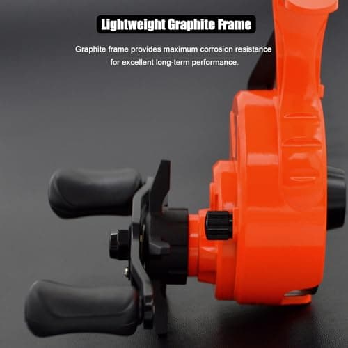 Inline Ice Fishing Reel, Lightweight Graphite Body and Spool, Instant Anti-Reverse, 2.5:1 Gear Ratio, Sensitive Trigger System for One-Handed Operation, Hardwater Fishing for Beginners