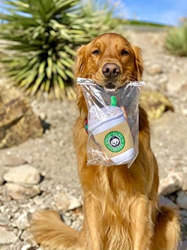 Parody Star Pups Coffee Dog Toy Pup'kin Spice Latte - Funny Plush Squeaky Crinkle Dog Toys for Medium, Small and Large for Dog Birthday
