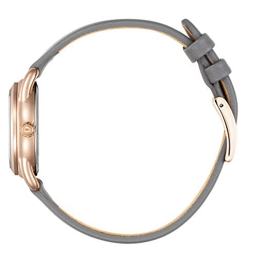 Citizen Women's Eco-Drive Dress Classic Watch in Rose-Tone Stainless Steel with Grey Leather Strap, Grey Dial (Model: FE1218-05H)