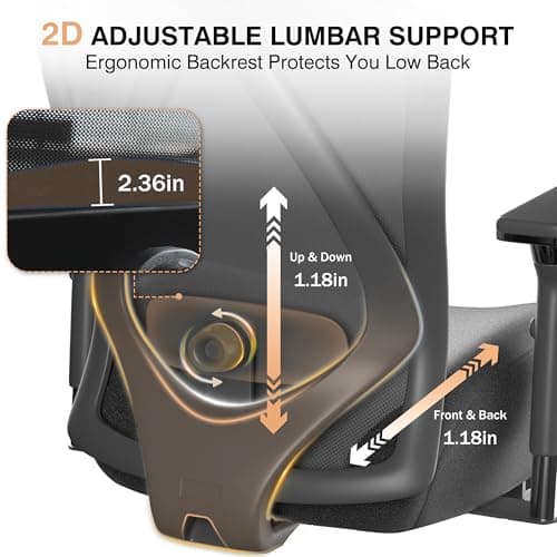 750lbs Big and Tall Office Chair with Wide Thick Seat Cushion,Ergonomic Mesh Chairs for Heavy People,Computer Desk Chair with 4D Armrests,Adjustable Lumbar Support for Long Hours Daliy Work,Grey