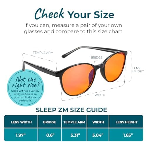 Sleep ZM 100% Blue Light Blocking Glasses - Women + Men - Better Sleep - Anti Eye Strain Protection - Computer Screens Gaming