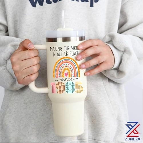 40TH Birthday Gifts for Her, Vintage 1985 Tumbler, 40 Year Old Birthday Gift Idea for Women, Funny 40 & Fabulous Bday Gift for Women, Friends, Daughter, Sister, Mom - Turning 40 Present