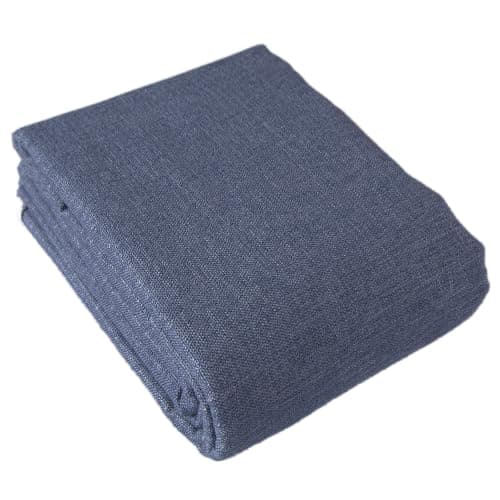 TinaKim Water-Resistant Upholstery Fabric for Sofa, Chair & Car Seat Covers - Heavy-Duty Slub Burlap Linen-Like Cloth, 54" Wide, Stain-Repellent Indoor/Outdoor Use (12 Grey Blue, 1 Yard)