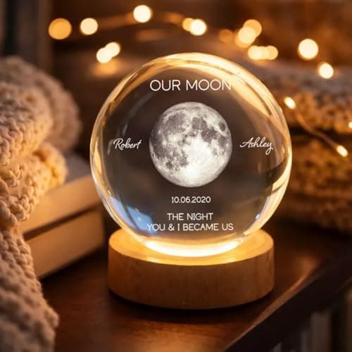 Evamall Personalized Our Moon Crystal Wedding Gift for Couples, Custom Memory Keepsake, Romantic Wedding Valentine’s Day Gift Anniversary for Boyfriend Girlfriend Wife Husband B0GQG78RNW