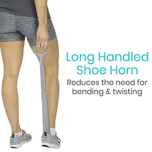 Vive Long Shoe Horn with Handle for Seniors (23") - Sock Remover and Long Handled Shoehorn for Men & Women