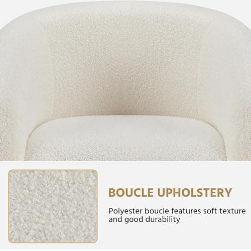 Yaheetech Barrel Chairs, Furry Accent Chairs with Soft Padded Armrest for Living Room Bedroom Waiting Room Office, Set of 2, Ivory