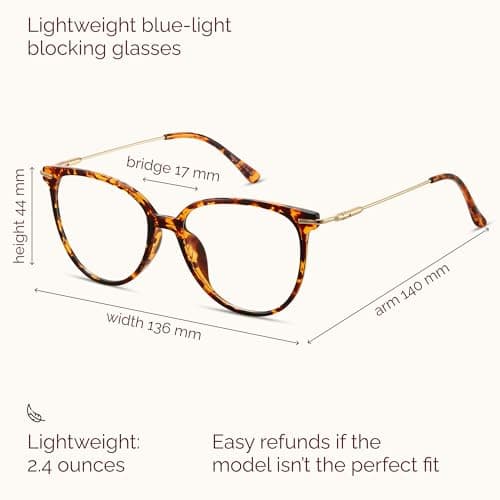 Gaoye Blue Light Blocking Glasses - Trending Round TR90 Frames, Metal Arms, UV400 Protection - Matching Soft Case