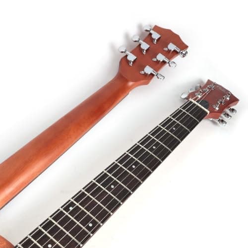 Fojill Hybrid Electric Acoustic Guitar Steel String Built In Effect Reverb Delay Pratice Portable Travel Silent Solid Mahogany Body Neck Rosewood Fretboard With Padded Gig Bag