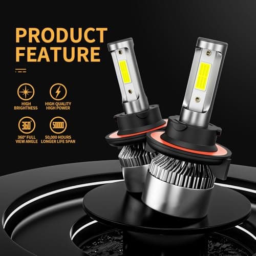 𝖧𝟣𝟥/𝟫𝟢𝟢𝟪 Bulbs 6500K Cool White 60000LM 900% Brighter, Plug and Play IP68 Waterproof Off-Road Lights, Pack of 2