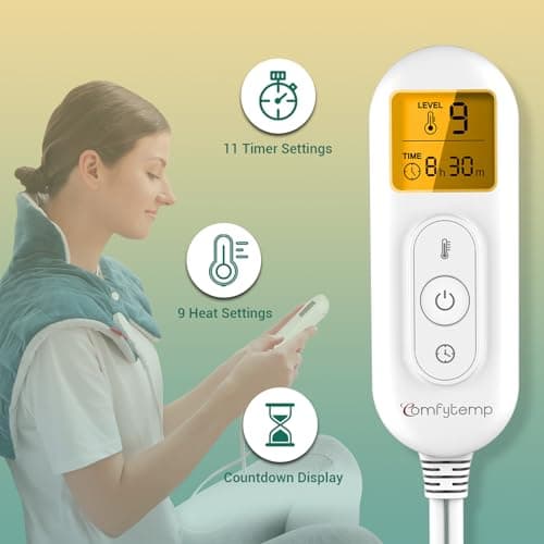 Comfytemp Heating Pad for Neck and Shoulders and Back, 2.6lb Weighted Electric Heat Pad for Pain Relief, Large FSA Eligible Heated Wrap, 9 Heat Settings, 11 Auto-Off, Gifts for Women Men Mom Dad