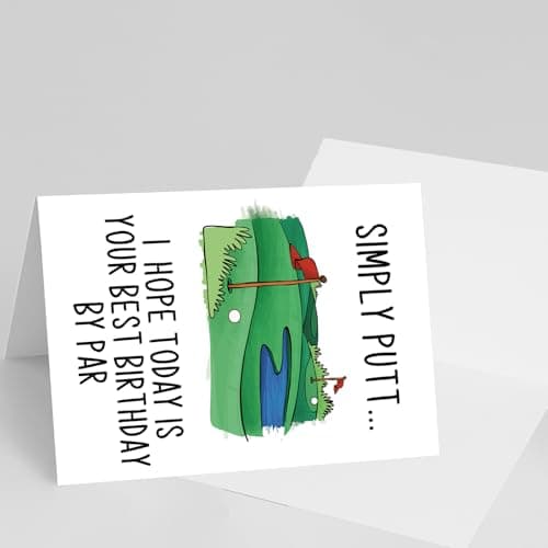 Thick 5.3in x 8in Card Stock with Premium Envelope,Blank Inside for Personal Message,Birthday Decoration for Men YiKaLus Funny Golf Birthday Card,Sports Bday Gift for Men Husband Dad B0CTQ8RQY7