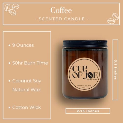 Coffee scented jar candle 9oz espresso aroma in amber glass for warm ambiance, long-lasting fragrance, and home décor. 9oz Coffee Scented Jar Candle, Espresso, Amber Glass, Home Fragrance Gift B0DJMPC42T