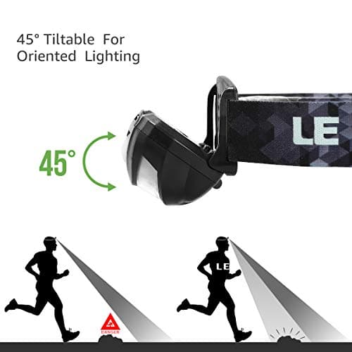 Lepro LED Headlamp Rechargeable - Super Bright Head Lamp with 5 Modes for Camping & Hiking Gear Essentials, IPX4 Waterproof Headlight Flashlight with Red Light, USB Cable Included