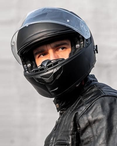 ILM 159BT Bluetooth Modular Motorcycle Helmet 2-3 Riders Intercom Full Face Flip up Casco DOT with Face Mask (MatteBlack, L)