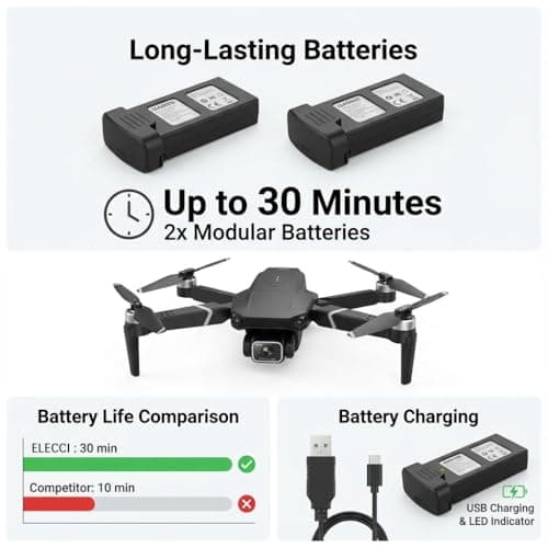 E88 Drone with Screen Controller with SD card, Foldable Mini Drone for Beginners, 2 Batteries, 360° Flips Waypoint Fly, Active Obstacle Avoidance, One Key Take Off/Landing. (2 batteries - Black)
