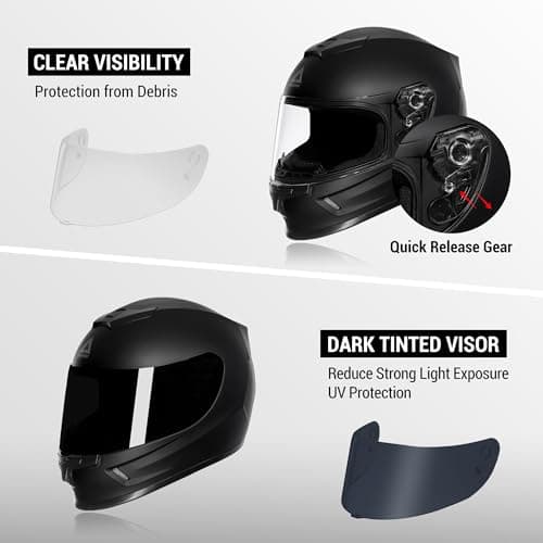 TRIANGLE Kids Motorcycle Helmets Youth Full Face Helmet Lightweight with 2 Visors DOT Approved