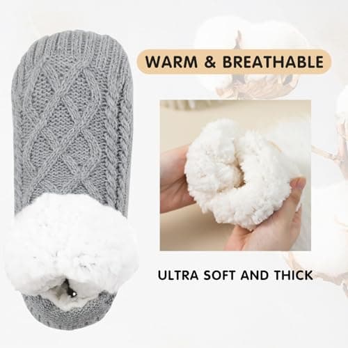 Unisex Fluffy Fuzzy Warm Slipper Socks for Men Women, Thick Fleece Lined Non-Slip Socks Indoor Floor B0DCS3T47Z
