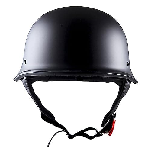 1Storm Novelty Motorcycle Half Face Helmet Open German Style DOT Approved: HKY602 Matt Black