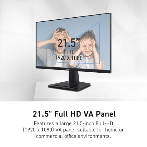msi PRO MP225V, 22-inch, 1920 x 1080 (FHD) Computer Monitor, 100Hz, Adaptive-Synch, HDMI, Video Port, Low Blue Light, Eye-Q Check, VESA Mountable, Tilt, 1ms, Black
