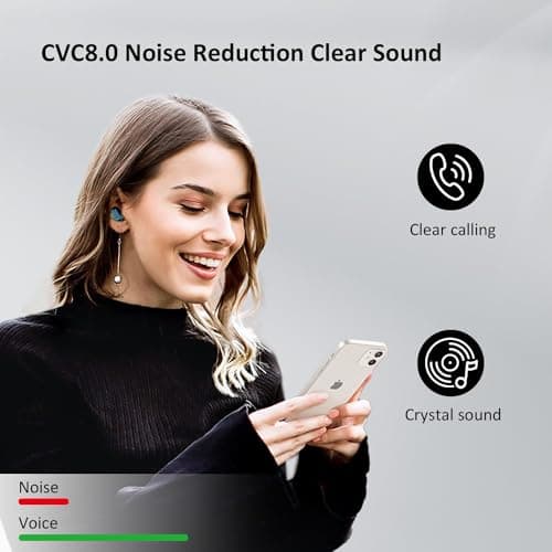 MOZC Wireless Earbuds Bluetooth 5.4, in Ear Lightweight Ear Buds with HiFi Stereo Sound & Deep Bass, Noise Cancelling Built-in Mics, 36H Playtime, IPX7 Waterproof Headphones for Sports, Android & iOS