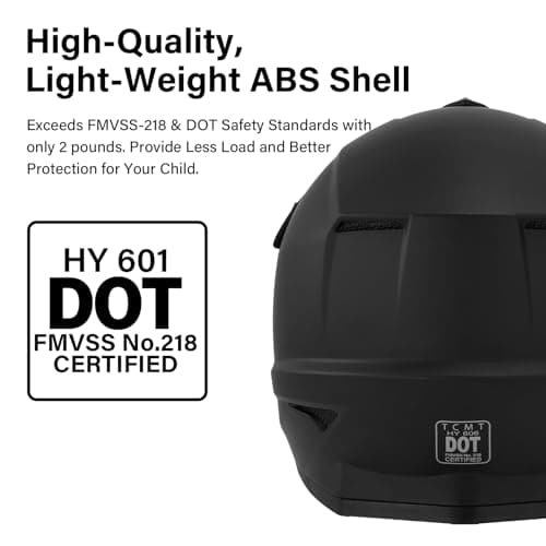 XFMT Kids Dirt Bike Helmet Youth Motorcycle Helmet DOT-Certified Full Face Helmets for Motocross ATV Off-Road Street Bike with Goggles & Gloves, Matte Black Small