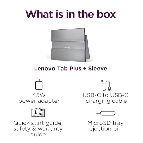 Lenovo Tab Plus - 2024 - Premium Entertainment Tablet - 8 JBL® Speakers - 11.5" 2K LCD Touch Display - 8GB Memory - 128GB Storage - MediaTek™ Helio G99 - Folio Case Included - Luna Grey