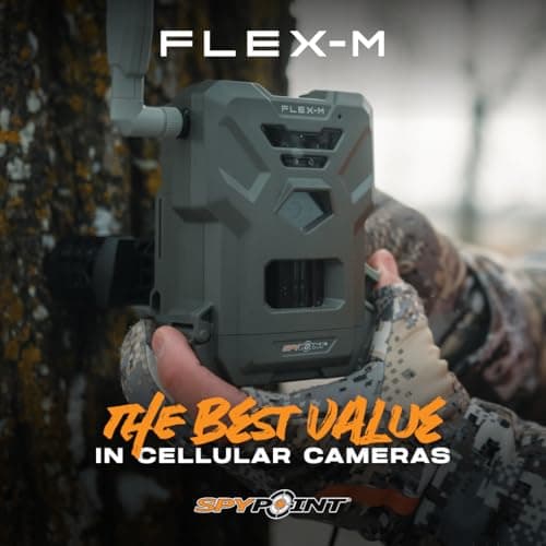 SPYPOINT Flex-M Twin Pack Cellular Trail Cameras - Best Hunting Accessories, No WiFi Needed, GPS, Night Vision, Dual-Sim LTE, IP65 Water-Resistant Game Camera, 28MP Photos, 720p Videos + Sound (2)