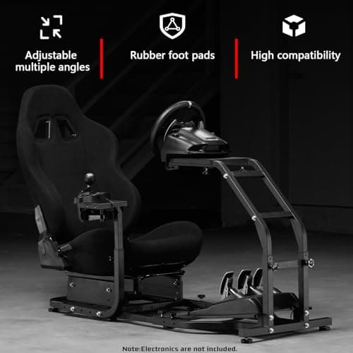 Dardoo G29 Racing Simulator Cockpit with Adjustable Race Seat Fit for Logitech G920 G923, for Thrustmaster T150 T300RS GT Racing Steering Wheel Stand, Not Included Wheel Shifter and Pedals