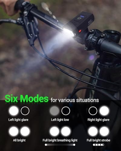 Victoper Bike Light, High Lumens Super Bright Bicycle Lite, 6 Modes USB Rechargeable Bike Headlight Set, Waterproof Safety Bike Frontlight for Road, Mountain, Night Riding B0B4JCX6YN