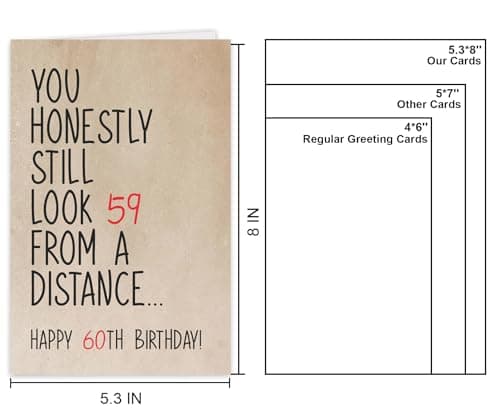 Funny 60 Year Old Birthday Card, Humorous 60th Birthday Card for Dad Mom Husband Wife Grandpa Grandma Friend, Ideal Born In 1965 Card for Him Her