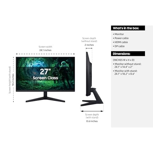SAMSUNG 27” Odyssey G5 G53F QHD Resolution Gaming Monitor, HDR10, 200Hz Refresh Rate, IPS Panel, AMD FreeSync™ Premium, Black Equalizer, Auto Source Switch, LS27FG532ENXZA