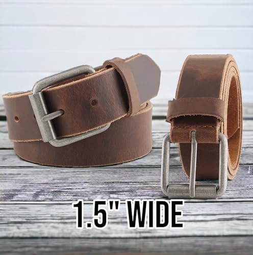 F&L CLASSIC Men's Casual Full Grain Classic Leather Dress Belt For Jeans,1.5" Wide, USA
