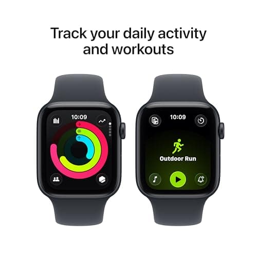 Apple Watch SE 3 [GPS 44mm] Smartwatch with Midnight Aluminum Case with Midnight Sport Band - M/L. Fitness and Sleep Trackers, Heart Rate Monitor, Always-On Display, Water Resistant