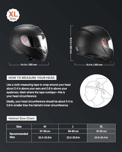 VEVOR Full Face Motorcycle Helmet DOT Approved, Dual Visor & Interchangeable Lens, Smart Street ABS Helmet Comfortable Motocross Helmet, Fit for Youth & Adults