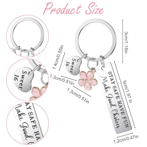 Ouligay Sweet 16 Gifts for Girls, 16th Birthday Gift for Girls Keychain, Sweet Sixteen Christmas Gifts for 16 Year Old Girl, 16th Party Decoration Favors for Teen Girl Daughter Sister Best Friend