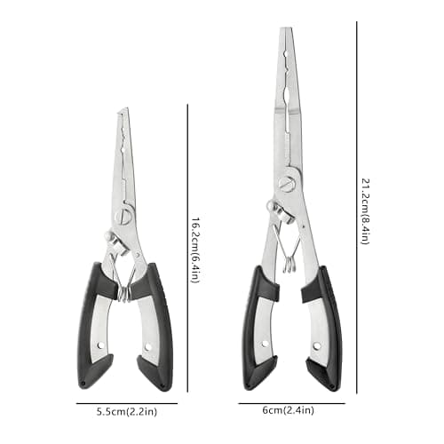 HAMMER IRON ALLEY 2PCS Stainless Steel Fishing Pliers with Lanyard, HIA Needle Nose Pliers Fishing Hook Remover, Great for Saltwater and Freshwater