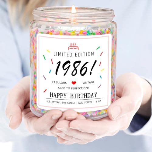 40th Birthday Decorations, 40 Year Old Birthday Gifts for Friend, Sister, Wife, Creamy Vanilla with Sprinkles Homsolver 40th Birthday Gifts for Women Ideas, 1986 Limited Edition Candle B0G1YLJYH8