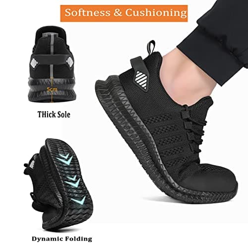 Steel Toe Shoes for Men and Women Comfortable Lightweight Work Safety Shoes Puncture Proof Slip Resistant Indestructible Sneakers Construction Work Utility