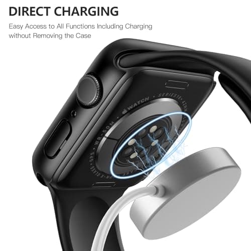 Misxi 2 Pack Tempered Glass Case Compatible for Apple Watch Series 11 (2025) Series 10 42mm, Hard PC Screen Protector Overall Protection Ultra-Thin Lightweight Scratch-Resistant Cover for iWatch, Black