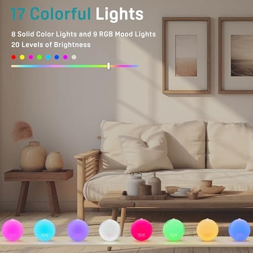 Sunrise Alarm Clock White Noise Sound Machine with 25 Soothing Sounds, 17 NightLights, Bluetooth Speaker Wake Up Light Alarm Clock for Bedrooms, Heavy Sleepers, Baby, Kids, Adults, Seniors, Ideal Gift