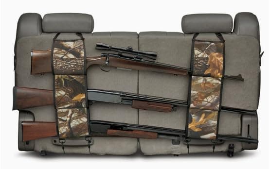 Seat Back Gun Rack, Gun Sling Bag, Camo Front Seat Gun Organizer Holder for Hunting Rifles/Shotguns for 3 Guns, Rifles, Shotguns in Cars, Trucks & SUV for Hunting Sports Camouflage