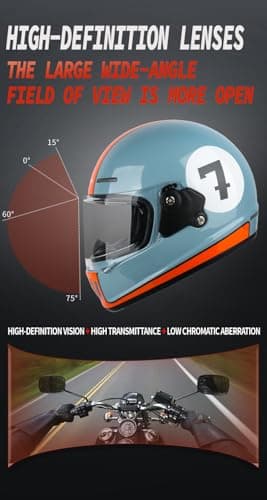 Vintage Full Face Motorcycle Helmet for Women Men for Cruiser, Cafe Racer, Commuting & Touring, DOT Certified