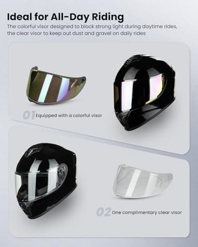Motorcycle Helmets for Adult Men Women, Full Face Lightweight Street Bike Racing DOT Helmet with Extra Clear Visor Model AU-T801