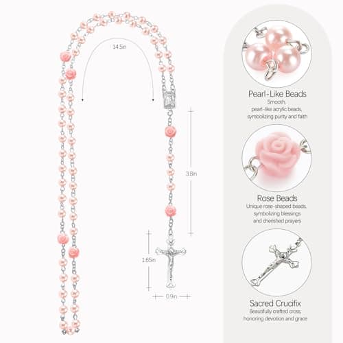 Baptism Gifts for Girl - My First Rosary with Ceramic Keepsake Box, Catholic Christening Gift Set, Pink Rosary for Kids, Baptism, First Communion & Baby Dedication Gifts for Newborn Baby Girls B0FP1QPHFJ