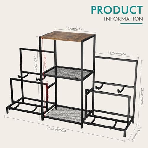 VGMiu Guitar Rack Multi Guitar Stand for Multiple Guitars, Multiple Guitar Rack Holder with 3 Tier Shelf for Acoustic, Electric Guitar, Bass, Record Player, Guitar Display Stand for Home Music Studio
