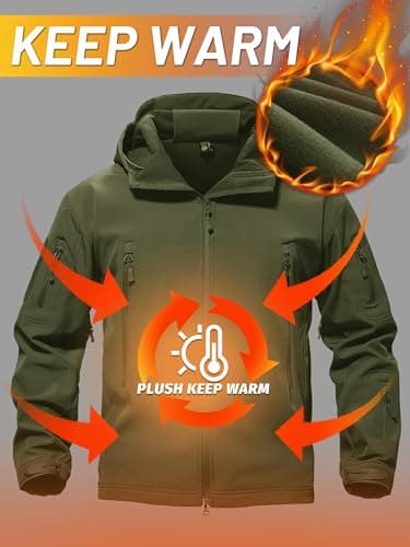 TACVASEN Men's Special Ops Military Tactical Soft Shell Rain Warm Fleece Lined Jacket Winter Hood Coat Hiking Snowboard